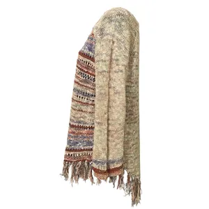 American Rag Fringe Knit Poncho Sweater Ramie Cotton Boho Western Festival LG thumbnail 2