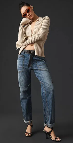Anthropologie The Wanderer Cuffed Relaxed-Leg Jeans by Pilcro thumbnail 1