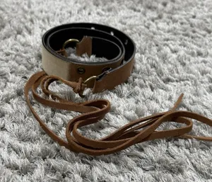 Boho Fringe Brown Leather Belt Womens XL O Ring Tie Waist Western Festival thumbnail 1
