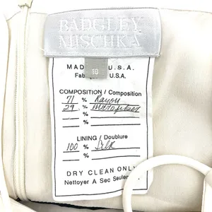 Badgley Mischka Formal Gown 10 Black White Beaded Silk Pearl High Low Maxi thumbnail 15