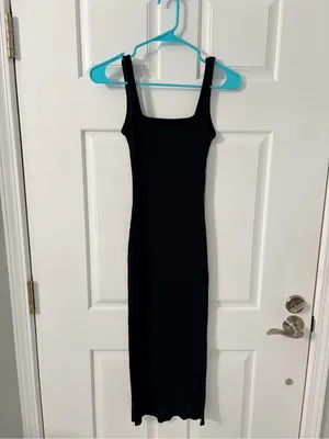 Wild Fable Black Ribbed Tank Midi Dress thumbnail 5