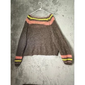 Free People Alpaca Reach for the Stars Sweater Striped Slouchy Boho Casual Large thumbnail 4