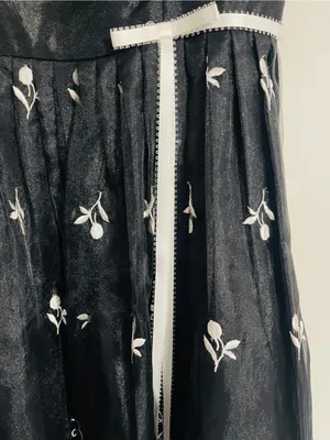 Vintage ABS Allen Swartz Floral Embroidered Chiffon Flare Dress 8 Formal Grunge thumbnail 4