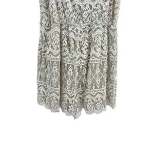 Alice + Olivia Cassia Romper Sleeveless Lace Crochet‎ Zipper White Beige Size 8 thumbnail 6