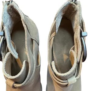 Vionic Booties Womens‎ Size 11 Taupe Suede Leather Block Heel Cut Out Buckle Zip thumbnail 3