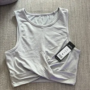 Yogalicious Light Gray Twist Front Tank Top thumbnail 1
