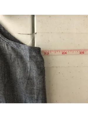 Eileen Fisher Sleeveless Button-Down Blue Tunic Dress XL Organic Cotton Studded thumbnail 5