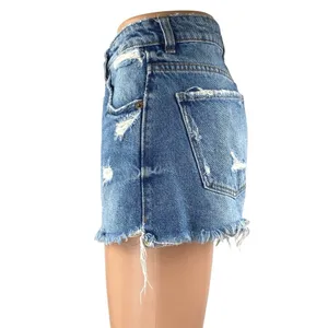 Zara Women's Blue Distressed Cut-Off High Waisted Denim Jean Shorts Size 2 thumbnail 2