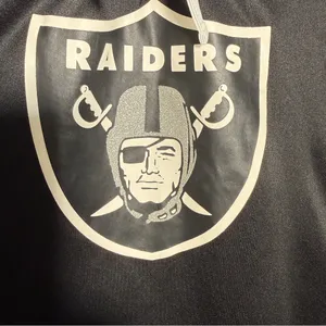 NFL Raiders Black and Gray Lace-Up V-neck Jersey Top Womens Small thumbnail 4