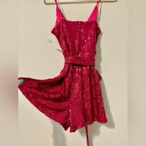 Crystal Doll NWT! Sparkling Hot Pink Sequin Romper Dresss thumbnail 2
