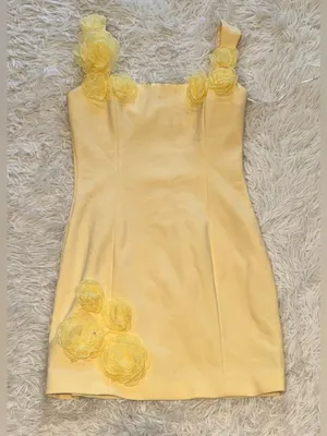 NEW ELLIATT Trompe 3D Rosette Floral Sleeveless Minidress sz S butter yellow thumbnail 4