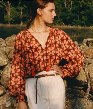 Anthropologie‎ Porridge Elisabeth Boho Peasant Blouse Top Size Small thumbnail 1