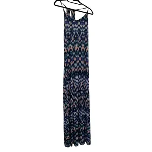 Cynthia Rowley Sleeveless Maxi Dress Blue & White Ikat Print Womens Size M Polye thumbnail 2