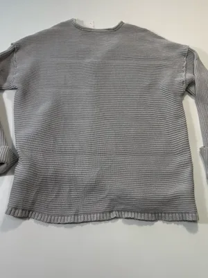 Free People 100% Cotton V-Neck Oversized Sweater in Gray Size Small thumbnail 8