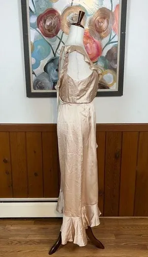 Elegant New Show Me Your Mumu Samantha Luxe Satin Ruffle Dress! thumbnail 5
