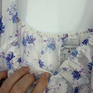 LoveShackFancy x Target Floral Smocked Maxi Dress White Blue Purple‎ Medium thumbnail 4