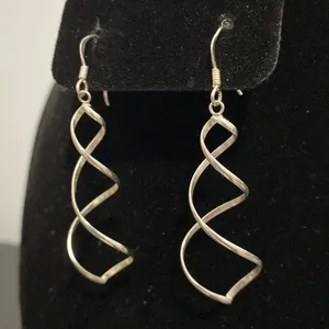 Sterling Silver Twirl Swirl Dangle Earrings thumbnail 2