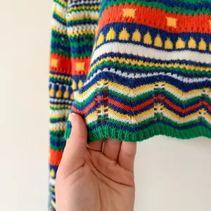 Shein Green Multicolored Striped Sweater thumbnail 3