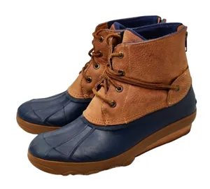 Brown blue Sperry Duck rain Boot sz 7 thumbnail 1