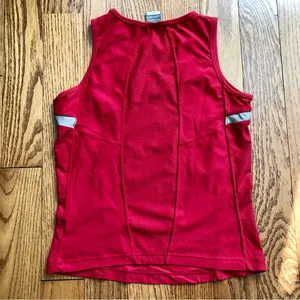 Nike Athletic V-Neck Activewear Y2K Red Tank Contrast Gray Trim Women’s Size M thumbnail 7