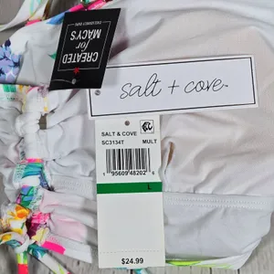 Salt‎ + Cove Beachwear Neon Floral Print Bikini Swim top L NWT thumbnail 5