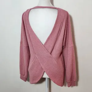 Pink Thermal Knit Top with Open Back Size Small Pink Waffle Knit Top thumbnail 4