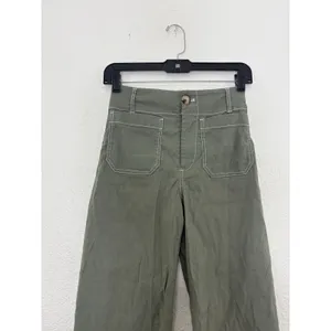 Anthropologie Maeve Colette Crop Pants Maeve Contrast Stitch Moss Olive Green 24 thumbnail 5