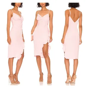 More To Come Natasha Ruffle Midi Dress SIze XXS in Pink thumbnail 5