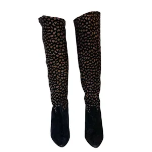 Nina Black & Brown Spotted Genuine Suede Pull On Knee High Boots (5.5) thumbnail 2