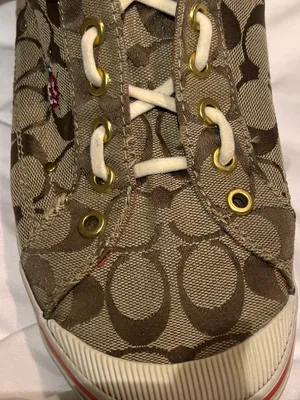 Vintage Coach Signature C Sneaker Shoes Bug Butterfly Patch Size 9B thumbnail 1
