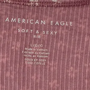 American Eagle‎ Soft Sexy Rib Floral Button Up Crop Top Women's L/G Pink thumbnail 4