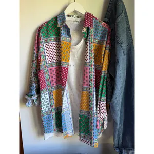 Sarah Chapman Patchwork Print Button Front Shirt Size Large Made in USA thumbnail 10