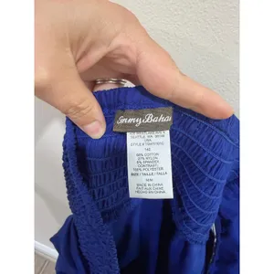 Tommy Bahama Royal Blue Strapless Maxi Dress Smocked Back Pockets TSW11101C M thumbnail 5
