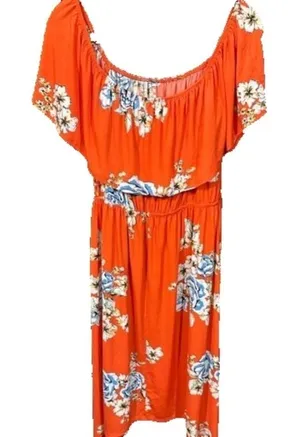 Floral Off Shoulder‎ Long Maxi Floral Sundress L/XL Boho Chic Beach Milkmaid thumbnail 1