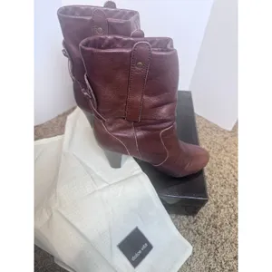 Dolce Vita Brown Nappa Leather Heeled Ankle Boots Slouchy Western Booties sz 8 thumbnail 2