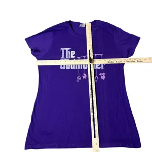 Gildan The Godmother T-Shirt Womens‎ S Purple Baby Shower Gift Graphic Tee thumbnail 5