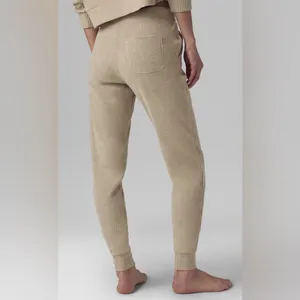 ALO Yoga Muse Sweatpants Joggers Ribbed in Gravel Heather Color Size S thumbnail 3