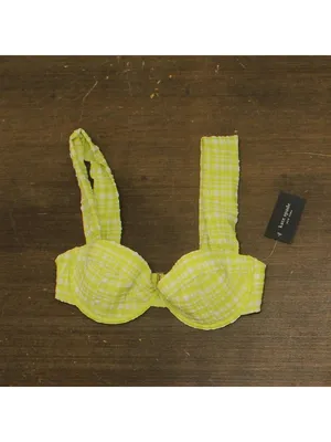 NWT Kate Spade Check Underwire Bikini Swim Top Nappa Cabbage Green Multi M thumbnail 2