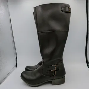 Clarks‎ Riddle Phrase Womens 9 Brown Knee High Riding Boots Buckle Zip 26113540 thumbnail 2