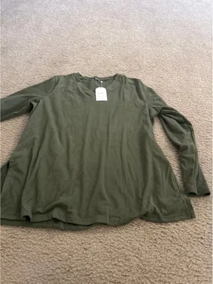 C445 woman 2xl long sleeve green top shirt warm comfy extra soft thumbnail 4