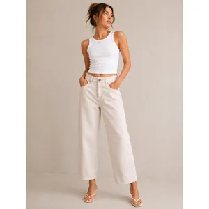 Hollister Women Jeans 29 Long Beige Low-Rise Baggy Relaxed Fit Denim thumbnail 2