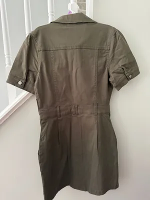 khaki green dress with pockets thumbnail 2