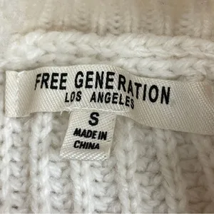 Free Generation Multi Stich Fringe‎ Distressed Turtle Neck Sweater Cream Small thumbnail 10