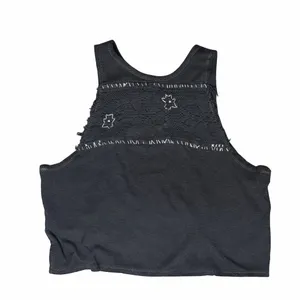 Free People We The Free Charcoal Grey Lace Inset Cropped Tank Top Womens Medium thumbnail 2