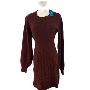 Cupshe Morning Brew Brown Mini Sweater Dress, Size Large, NWT thumbnail 3