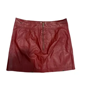 Free People Vegan Leather Mini Skirt Burgundy Red Faux‎ Leather Size 10 thumbnail 2