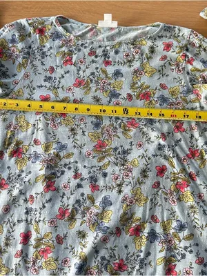 J Jill 100% Cotton Blue Floral 3/4 Sleeve Tunic Round Neck Lagenlook Classic thumbnail 6
