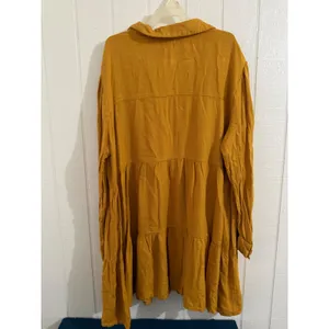 Mud Pie Mustard Yellow Tiered Button Down Shirt Dress Long Sleeve Large thumbnail 4