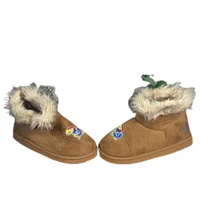 Kansas Jayhawks Women’s Faux Fur & Suede College Logo Winter Boot Slippers Sz XL thumbnail 2