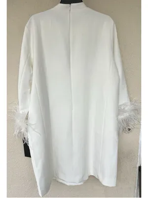 Tuckernuck Women's White Feather Cuff Shift Ellie Mini Dress 2XL Wedding Bridal thumbnail 6